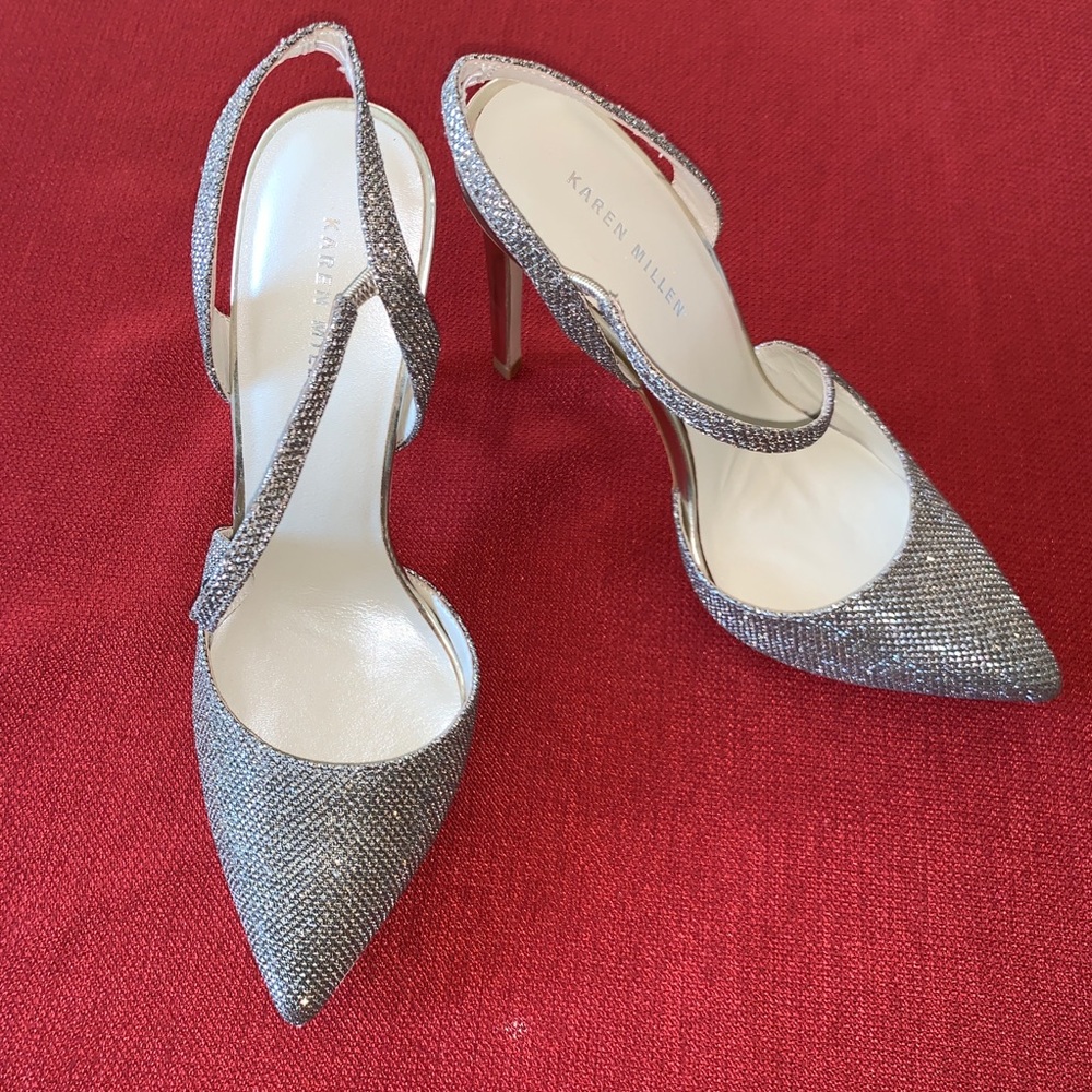 Karen Millen gold glitter strappy open pumps *8 - Picture 11 of 13